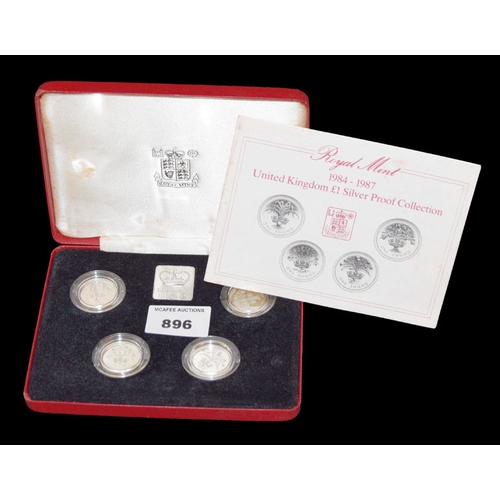 896 - A Royal Mint 1984 - 1987 Silver Proof Collection Coin Set