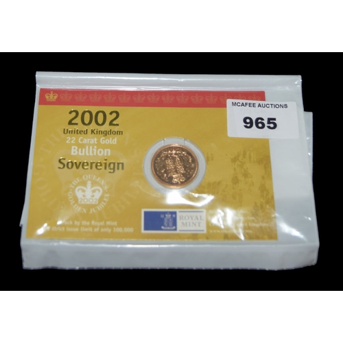 965 - A 2002 Gold Sovereign