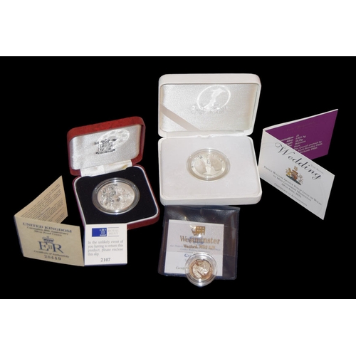 976 - A Guernsey 'Gold Wedding Anniversary' Silver Proof Coin,  A '40th Coronation Anniversary' Coin etc.