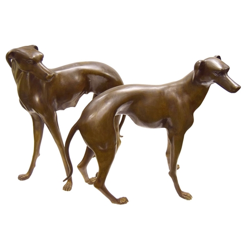 130 - A Very Fine Pair of Tall Bronze Dogs