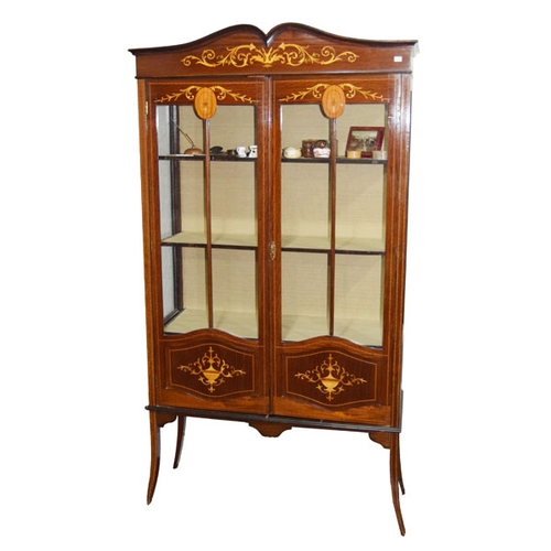 210 - A Very Nice Inlaid Mahogany Two Door Display Cabinet