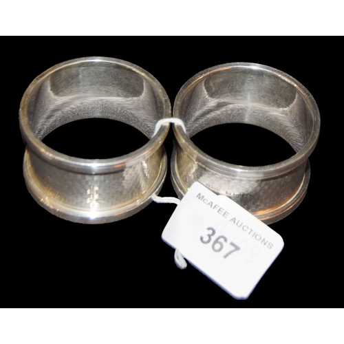 367 - A Pair of Silver Napkin Rings, Birmingham 1943