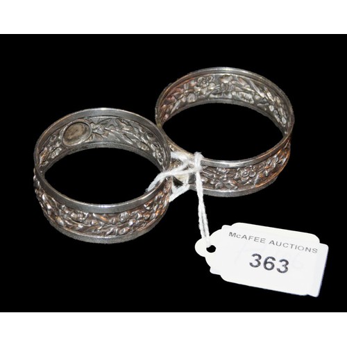 363 - A Pair of Silver Napkin Rings, London 1890 and 1891