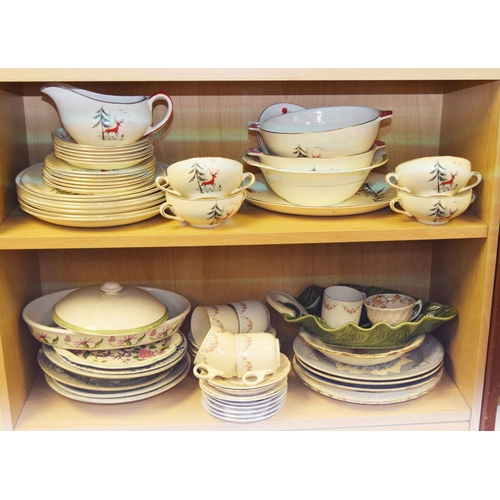 117B - Two Shelves of Part Dinner Sets, etc.