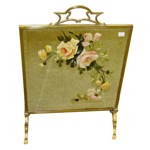 135 - A Brass Framed Mirror Firescreen