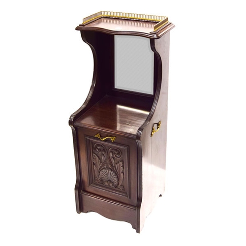 163 - An Edwardian Mahogany Mirror Backed Fall Front Coal Box