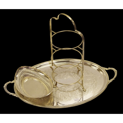 283 - A Good Two Handled Silver Plated Tray, a Cakestand etc