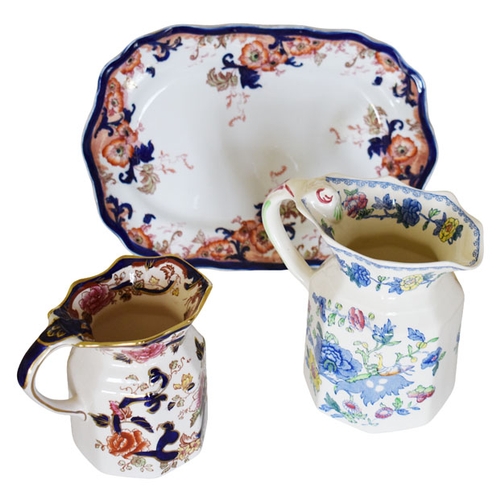 340 - Two Masons Ironstone Jugs and a Simialr Platter