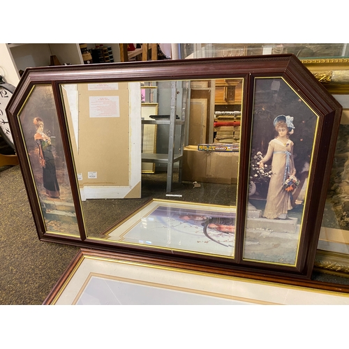 24 - Two Large Framed Pictures and a mirror, one AF