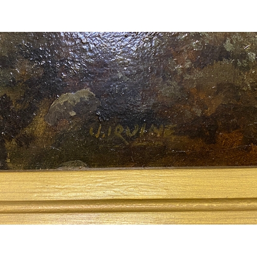 26 - Victorian Oil on Canvas of Cattle in Ornate Gilt Wood and Plaster Frame, signed 'Irvine' 57.5 x 69.5... 