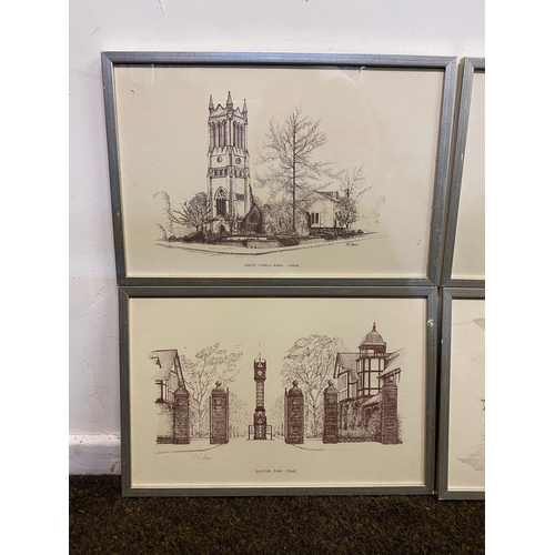 31 - Collection of Four Sketches of Crewe Framed Prints