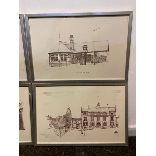 31 - Collection of Four Sketches of Crewe Framed Prints