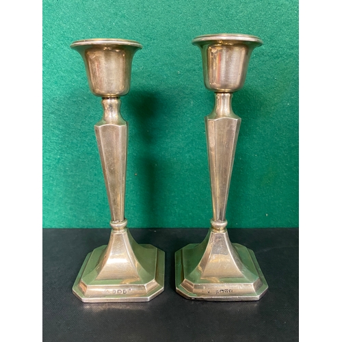 41 - Pair of Silver Candlesticks, Hallmarked one Birmingham one Chester