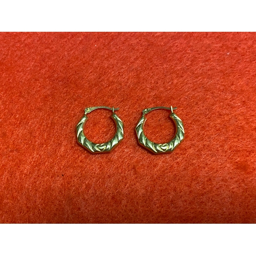 60 - 9ct gold hoop earrings featuring hearts