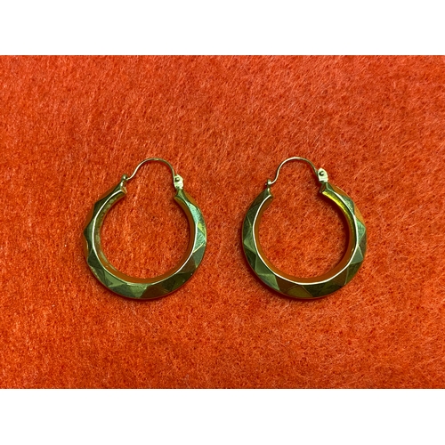 65 - 9ct gold hoop earrings