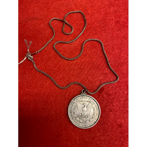 74 - 1884 American silver dollar high grade on 835 silver chain