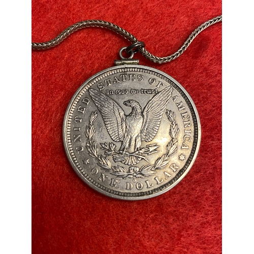 74 - 1884 American silver dollar high grade on 835 silver chain