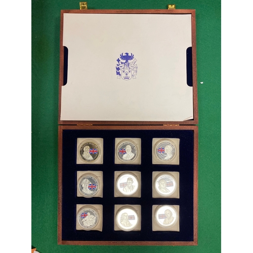 84 - 2009 The Greatest Britons Silver Plated Proof Nine Coin Set with Case