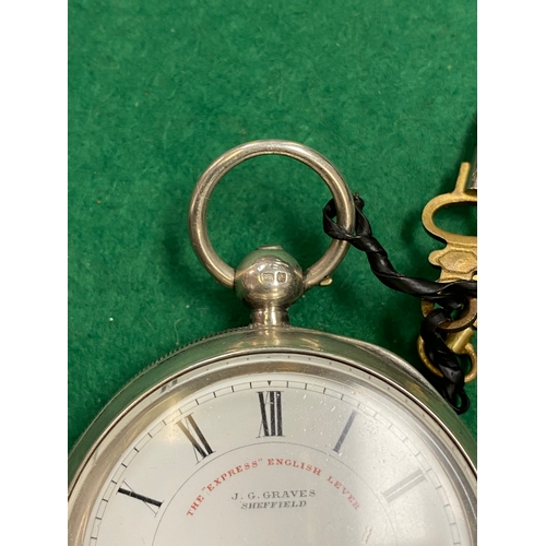 105 - Stirling Silver Lever Fusee Pocket Watch by J. G. Graves - working with keys