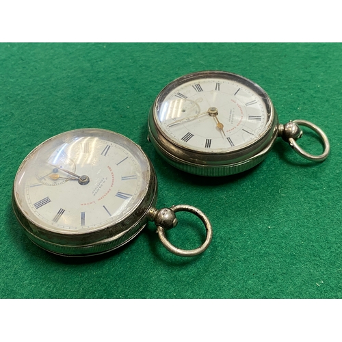 108 - 2x Sterling Silver Lever Fusee pocket watches by J. G. Graves, not working