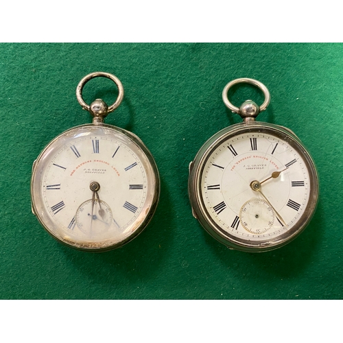 108 - 2x Sterling Silver Lever Fusee pocket watches by J. G. Graves, not working