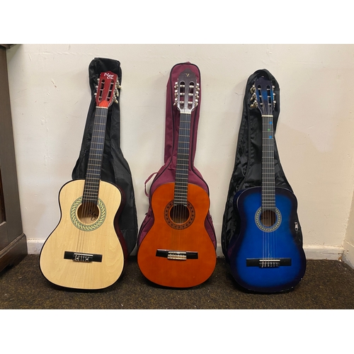 115 - Three 1/2 Size Acoustic Guitars with Cases