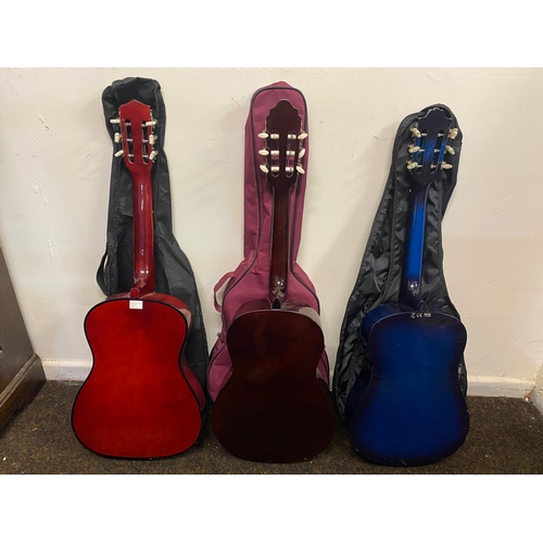 115 - Three 1/2 Size Acoustic Guitars with Cases