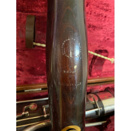 118 - Post War German Democratic Republic G. H. Hüller Schoneck Bassoon with Original Case, crack to bakel... 