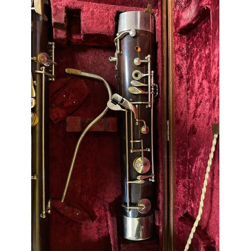 118 - Post War German Democratic Republic G. H. Hüller Schoneck Bassoon with Original Case, crack to bakel... 