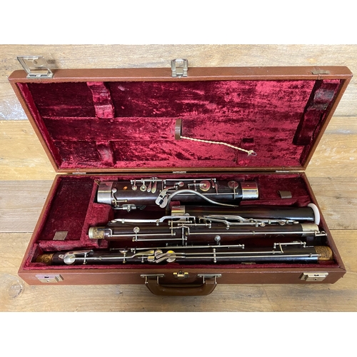 118 - Post War German Democratic Republic G. H. Hüller Schoneck Bassoon with Original Case, crack to bakel... 