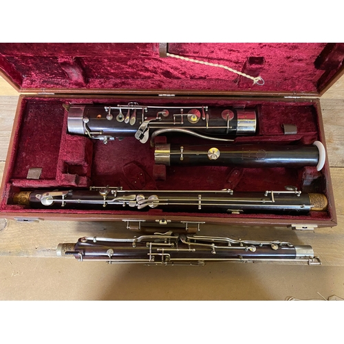 118 - Post War German Democratic Republic G. H. Hüller Schoneck Bassoon with Original Case, crack to bakel... 