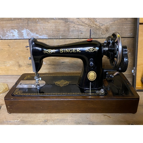 144 - 1953 Singer Sewing Machine 'EH' Serial with Hand Crank and Accompanying Tools, Oil and Needles - wor... 