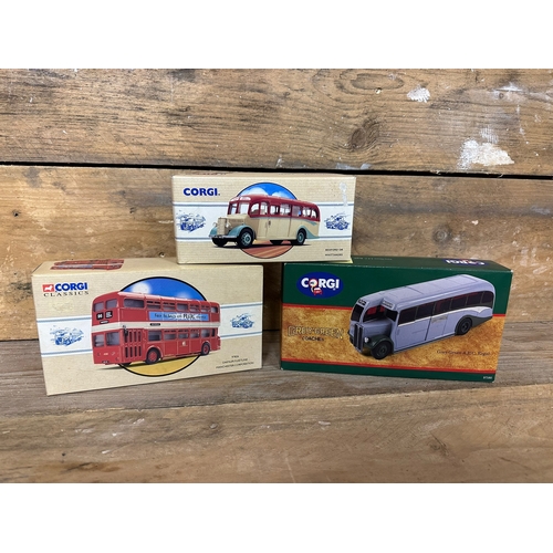 150 - Three Corgi Diecast Buses Boxed