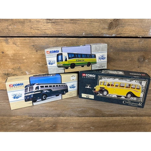 153 - Three Corgi Diecast Buses Boxed