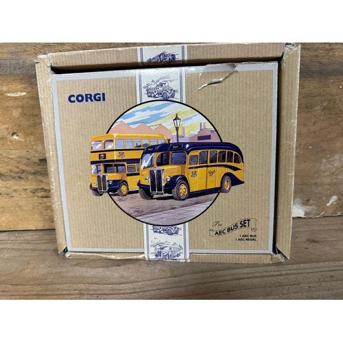 155 - Four Corgi Diecast Buses Boxed