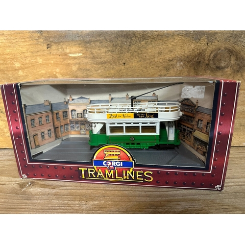 157 - Seven Corgi Diecast Trams Boxed