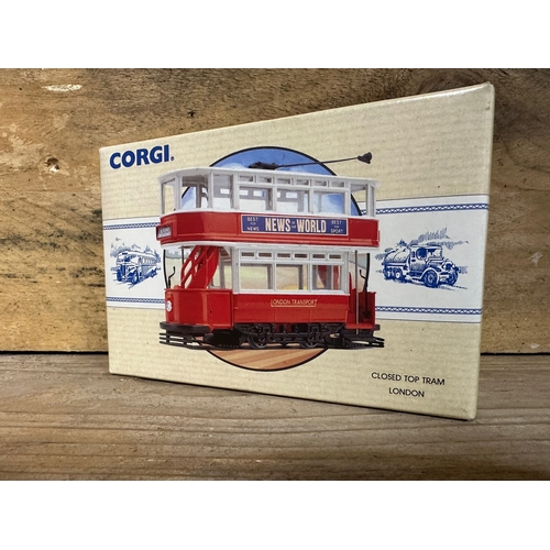 157 - Seven Corgi Diecast Trams Boxed