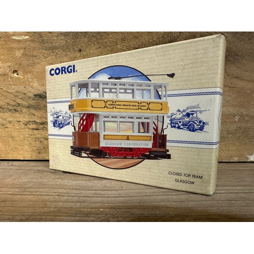 157 - Seven Corgi Diecast Trams Boxed