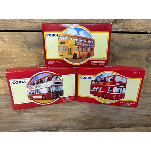 159 - Three Corgi Diecast Buses Boxed