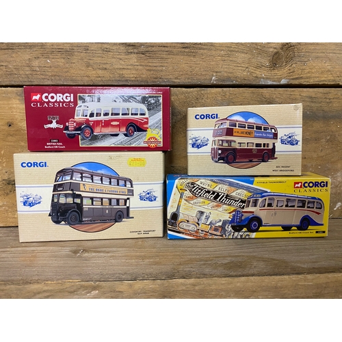 165 - Four Corgi Diecast Buses Boxed