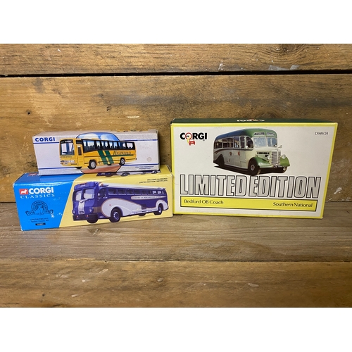 166 - Three Corgi Diecast Buses Boxed