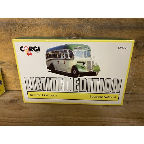 166 - Three Corgi Diecast Buses Boxed