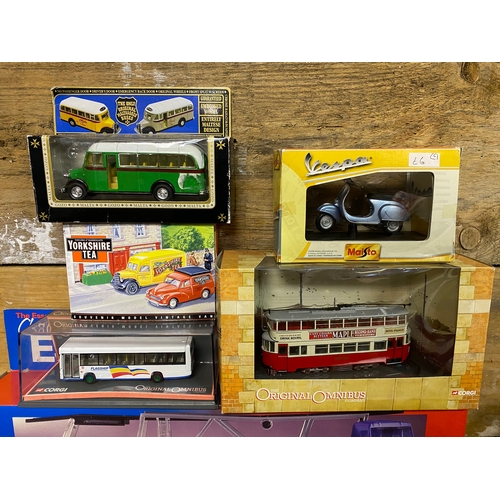 179 - Collection of Mixed Diecast Vehicles including Wooden Eddie Stobart Display Plinth