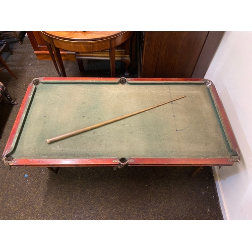 189 - Vintage Billiards Table with Balls, Scoreboard and Cue