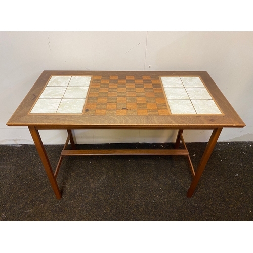 190 - Mid Century Games Table with Inlayed Chessboard, wood blown slightly in the centre