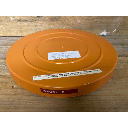 203 - 16mm Film Reel in Plastic Case Labelled 'Cartoon Show - Woody Woodpecker, Tom & Jerry, Will Whopper ... 