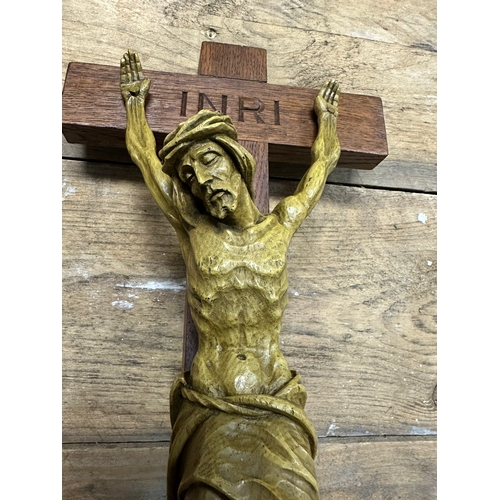 211 - Carved Wooden Crucifix, 56cm