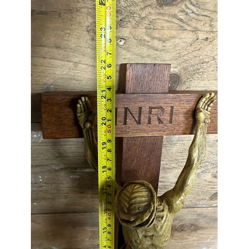 211 - Carved Wooden Crucifix, 56cm