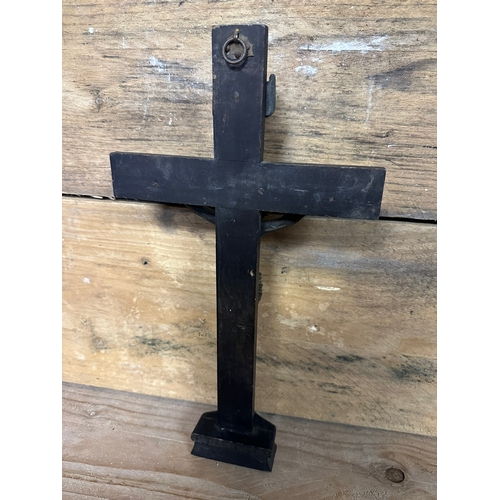 212 - Antiquarian Crucifix 35cm, Metal Christ possibly Bronze