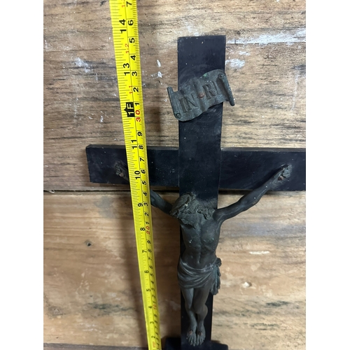 212 - Antiquarian Crucifix 35cm, Metal Christ possibly Bronze